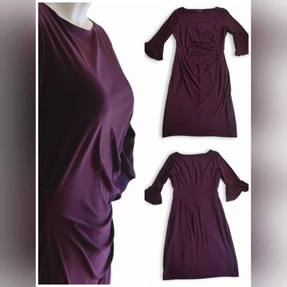 Anne Klein Purple Bell Sleeve Sheath Dress - Large